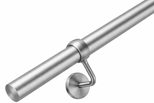 Image of Stiley Living Stainless Steel Wall Mounted Indoor Banister Rail System with Steel Brackets & Fixings – Stainless Steel Wall Mounted Indoor Stair Banister Rail – Modern Railing System – 2.4m
