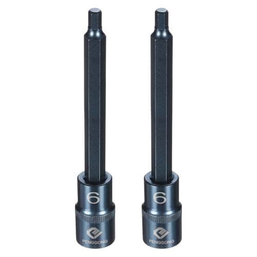 Image of sourcing map 2pcs 1/2" Drive Impact Hex Bit Socket H6 (6mm) Metric 5.5" Length S2 Steel 6-Point Sockets for Power Drill Drivers Adapter, Blue