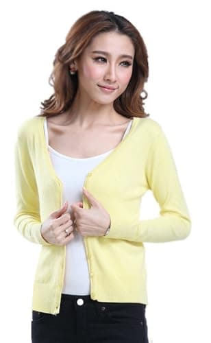 Image of Mooncolour Womens 24 Colors Knit Outwear Autumn Cardigan Sweater, Yellow, UK14