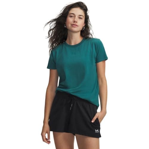 Image of Under Armour Womens Rival Core Short Sleeve T Shirt, (338) Rack Green / / Rack Green, XS