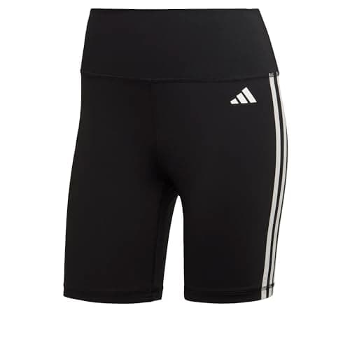 Image of adidas Women's Training Essentials 3-Stripes High-Waisted Short Leggings, Black, XL