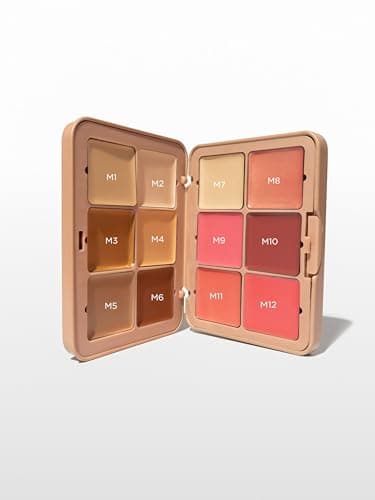 Image of SOSU Cosmetics Complete Canvas Complexion Palette, 12 Ultra-Blendable Cream Shades, Medium Complexion, Base Contour Blush Highlight