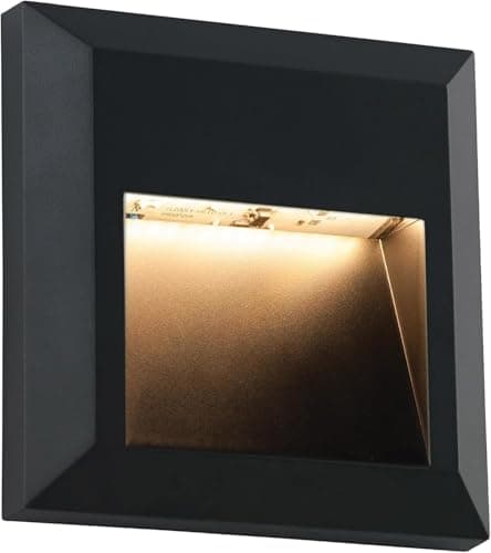 Image of National Lighting Severus Matt Black Finish Indirect Warm White LED Outdoor Square Guide Light 1.5W Pathway Driveway Wall Light IP65 Rated