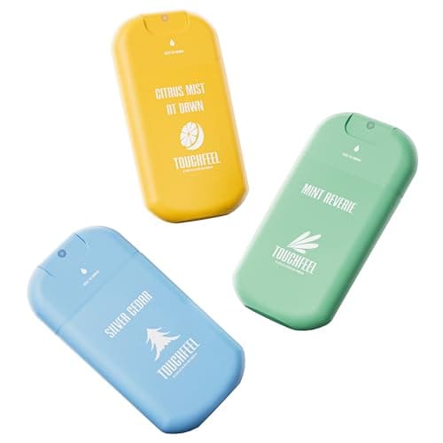 Image of Power Mist Hand Sanitizer Spray, Scented Hydrating Hand Sanitizers Travel Size Refillable, Pocket Portable 3-Pack (Mint Reverie, Silver Cedar, Citrus mist at dawn) 0.93Fl Oz Each