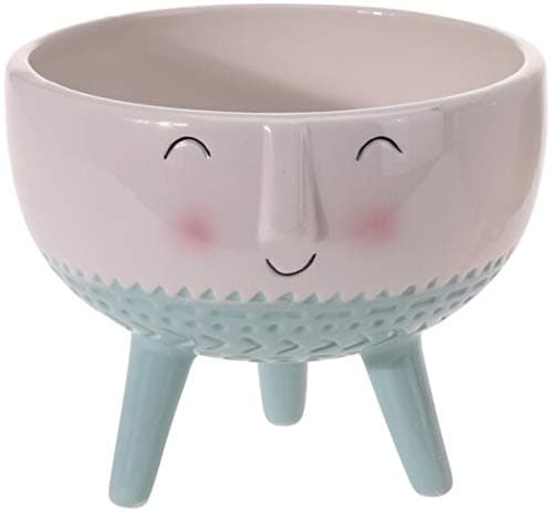 Image of Muddy Hands Small Ceramic Plant Pot Indoor Home Decorative Flower Succulent Cactus Herb Planter (Smiling Face with Legs Green)