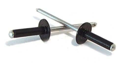 Image of Black Pop Rivets, 4mm, Large Flange Head, 10mm,14mm or 16mm Long Aluminium Body, Steel Pin (4 X 16mm Pack of 50)