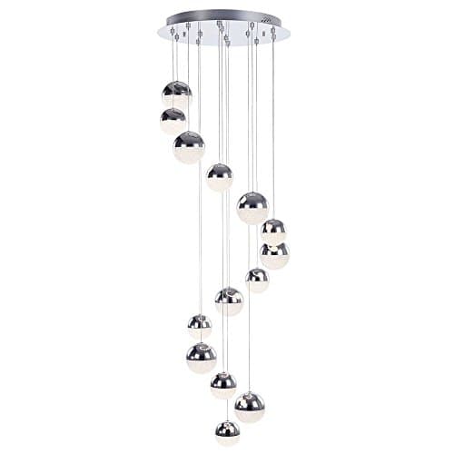 Image of LITECRAFT Visconte Corona Ceiling Pendant Spiral Cluster 4.8 Watt 14 Light - Polished Chrome