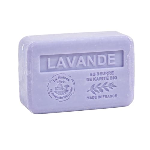 Image of Maison du Savon de Marseille - Moisturising French Soap made with Organic Shea Butter - Lavender Fragrance - Nourishing Bath & Body Bar - 250g