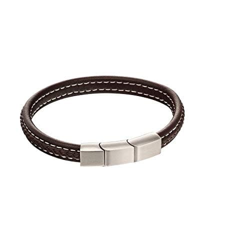 Image of Fred Bennett Modern black leather plaited bracelet with feature clasp
