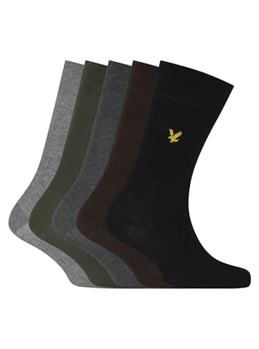 Image of Lyle & Scott Men’s Liam Premium Dress Socks 5 Pack – with Embroidered Golden Eagle Logo UK 7-11
