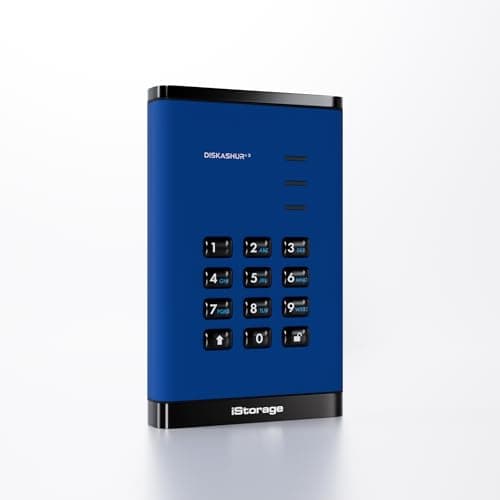 Image of iStorage diskAshur3 SSD 4TB Blue - Secure portable solid state drive - Password protected - Dust & water resistant - Hardware Encryption