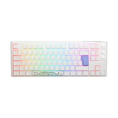 Image of Ducky One3 Pure White TKL RGB Silent Red Cherry MX Switch Keyboard - UK Layout