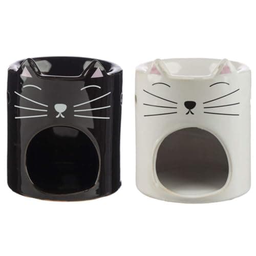 Image of Puckator Feline Fine Ceramic Cat Head Oil Burner - Wax Melt Burners Warmer - Boho Bedroom Decor Diffuser Scent Tea Light Burner Holder - House Warming Gift - Aromatherapy Set