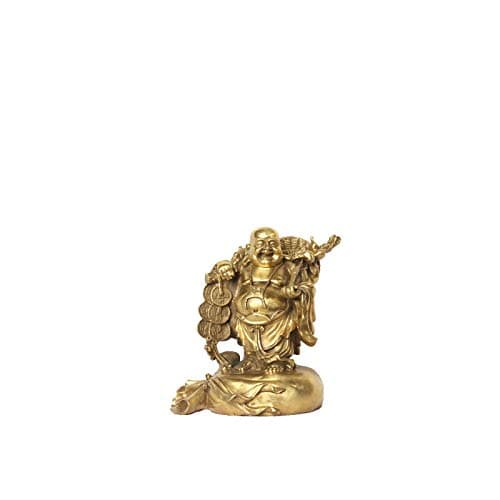 Image of CASOTA Maitreya Buddha ornaments Pure copper laughing Buddha lifting gold coins Buddha money bag small Chinese traditional style jewelry