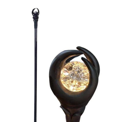 Image of Claofoc 51-Inch LED Wizard Staff for Adults, Light-Up Sorceress Staff with Green/Orange Glow Orb, PVC Magic Wand Prop, Detachable Fantasy Costume Accessory for Halloween & Cosplay