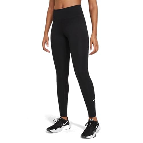Image of NIKE DD0252-010 W ONE MR TGHT 2.0 Leggings Womens Black/(White) S-T