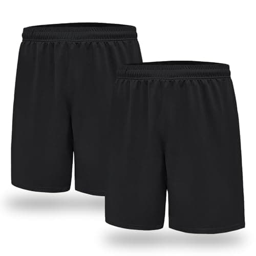 Image of InfiniZer Boys Sports Shorts 2-Piece Set, Quick-Dry Breathable PE Shorts for Boys Football Gym Running School Activewear (UK, Age, 8 Years, 9 Years, Regular, Black)