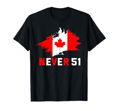 Image of Never 51st State Canada Canadian Flag Vintage Humor Men T-Shirt
