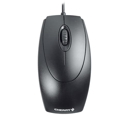 Image of CHERRY WheelMouse, Wired Mouse, Symmetrical Design for Right and Left-Handers, Optical Sensor, USB Connection, PS/2 Adapter Included, Black