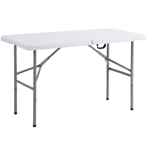 Image of 3ft 4ft 6ft Trestle Table Indoor Outdoor Garden Catering Folding Table with Handle Plastic Picnic Garden Foldable Plastic Table for Picnic Party Dinner Camping Hiking White ((L180 x W74 x H74 cm) 6FT)