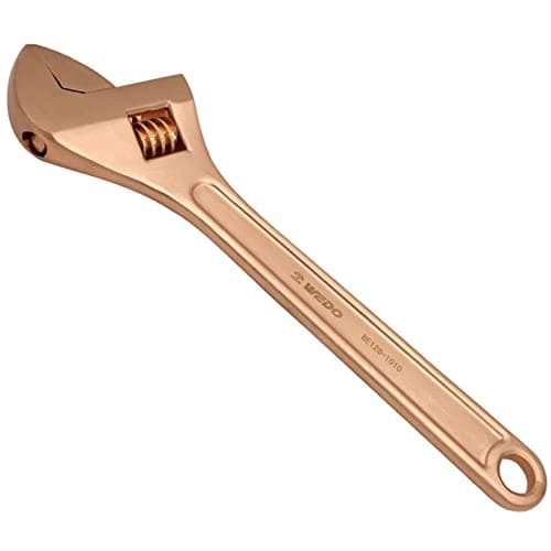 Image of WEDO Non-Sparking Adjustable Wrench 8", Spark-Free Safety Spanner, Safty Tool,Beryllium Copper,Non-Magnetic, DIN Standard, BAM & FM Certificate, Opening Max 24mm