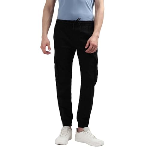 Image of Calvin Klein Jeans Men's Skinny Washed Cargo Trousers with Stretch, Black (Ck Black), XXS