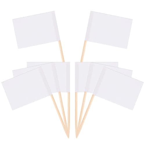 Image of Qianyu 200 Pcs Blank Toothpick Flags Cheese Markers Food Labels Cupcake Toppers Pick Mini Toothpick Signs for Charcuterie Board Cocktail Appetizers Party Buffet Fruit Party Decoration(White)