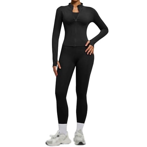 Image of Gym Sets for Women 2 Piece Color Block - Gym Exercise Top Seamless Sports Leggings for Women High Waist Stretch, Pilates Yoga Jogging for Activewear Sets