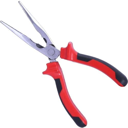 Image of Sharp-tec Long Nose Pliers 160mm with Soft Grip Handles, Heavy Duty Nose Side Cutting Pliers