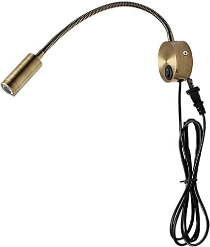 Image of AYJIB LED Wall Reading Light, 3W Wall Mounted Antique Brass Reading Gooseneck Lamp Bedside for Bedroom Desk Stairs Study Room-Uk
