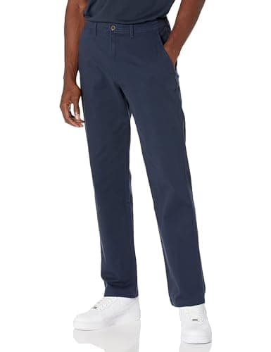 Image of Amazon Essentials Men's Classic-Fit Casual Stretch Chino Trousers, Dark Navy, 40W / 30L