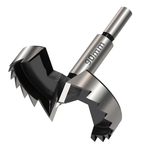 Image of Vearter 90mm Forstner Drill Bit, High Carbon Steel Multi-Tooth Woodworking Tools Forstner Bits with Round Shank, Hinge Drill Bit for Solid Wood, MDF, Plastic, Particleboard, Plywood