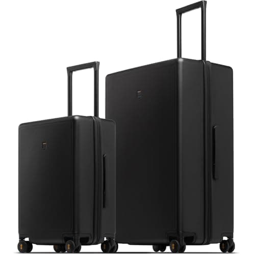 Image of LEVEL8 Suitcase Set of 2 Carry on Suitcase Hand Luggage Suitcases 100% PC Trolley Case Micro-Diamond Textured Design, Carry-on with 8 Spinner Wheels,TSA Approved(Black, 2-Piece Set,40L/105L)