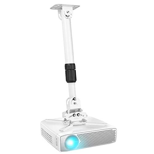 Image of Duronic Projector Mount Stand for Ceiling or Wall Bracket PB06XL | 13.6kg Capacity | Multi-Fit Projector Bracket | Extendable Heavy Duty Adjustable Clamp | Tilt Swivel Rotate | White