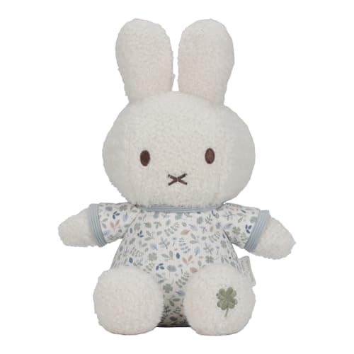 Image of Little Dutch nijntje Miffy x Plush Toy, Cuddly Toy, Stuffed Toy, Rabbit Miffy Blue - Lucky Leaves (30 cm)