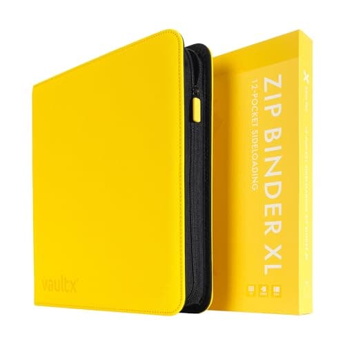 Image of Vault X 12 XL Pocket Trading Card Zip Binder - 624 cards, Premium Exo-Tec Album Material, 26 Side-Loading Pages, Folder for Collectible Card Games, Sports, TCG (Yellow)