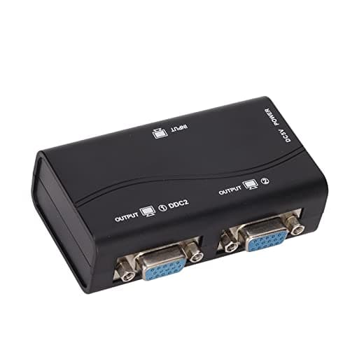 Image of PUSOKEI VGA Splitter, 1 in 2 Out, USB Powered 250MHZ 1080P Video Splitter, with USB Cable, Plug and Play, for Screen Duplication