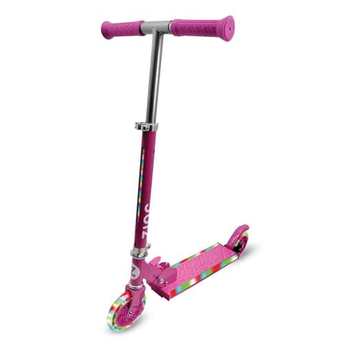 Image of Zinc Light Party 2 Kids Scooter for Boys & Girls Age 3+ - With Light-Up Wheels & Stem, Foldable Design, Adjustable Handlebar, 120mm PU Wheels, ABEC 7 Bearings - Pink