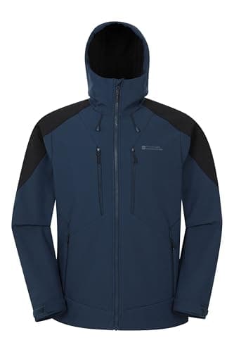 Image of Mountain Warehouse Radius Mens Softshell Jacket - Water Resistant, Breathable, Adjustable Rain Jacket - Best for Spring Summer, Walking, Hiking & Outdoors Cobalt L