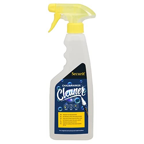 Image of Securit Liquid Chalkmarker Pen Cleaning Spray 500ml - Remove Residue Liquid Chalk From Blackboards & Chalkboards, Paint Marker Cleaning Spray, School Supplies - Glass Cleaner
