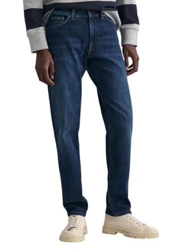 Image of GANT Men's Slim Jeans, Dark Blue Worn in, Standard, Dark Blue Worn in, 30 W/30 L