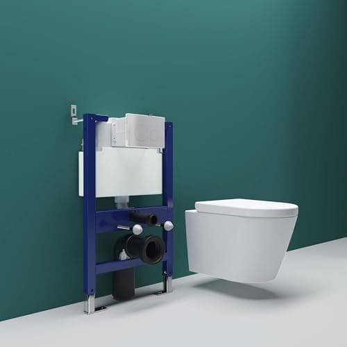 Image of SKY Bathroom Low Height Rimless Wall Hung Toilet with 0.82m Concealed Cistern Frame Set