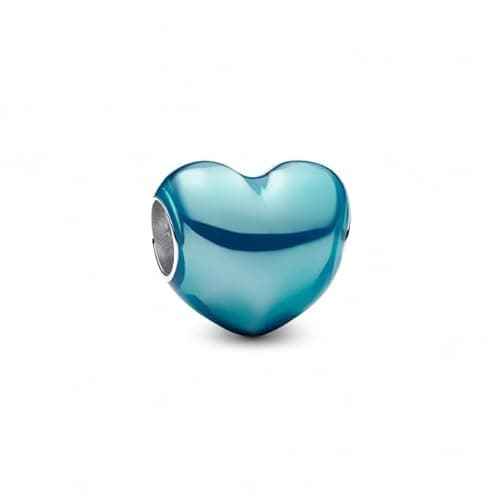 Image of CWOne Designs S925 Sterling Silver Family Moments Love Heart Charm for Pandora Charm Bracelets. (Sky Blue Metallic)