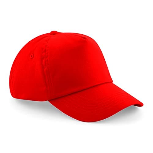 Image of Youngly® Kids 5 Panel Button Baseball Cap Boys Girls School Pre-Curved Adjustable Cotton Outdoor Summer Sun Hat Red