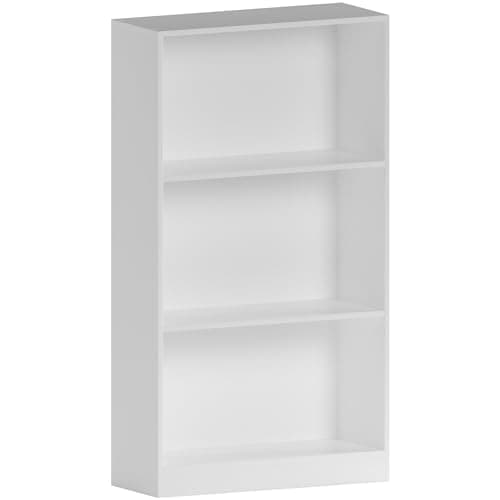 Image of Vida Designs Cambridge 3 Tier Medium Bookcase, White Wooden Shelving Display Storage Unit Office Living Room Furniture