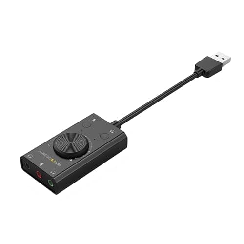 Image of TERRATEC Aureon 5.1 USB External Sound Card 2 in 1 USB Stereo Sound Card Adapter with Volume Control and Volume Control Plug & Play for PC, Notebook, Tablet, MacBook