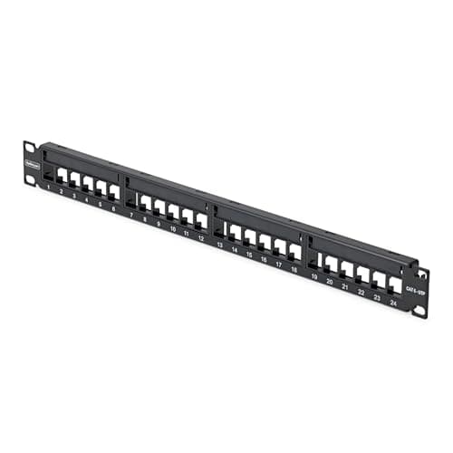 Image of StarTech 24 Port 1U Blank Keystone Patch Panel with Cable Management Bar, Rackmount Cat6 Patch Panel for RJ45 UTP Ethernet Network Jacks