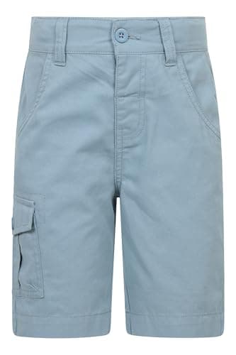 Image of Mountain Warehouse Cargo Kids Shorts - 100% Cotton Pants, Adjustable Waistband, Soft Childrens Shorts, Pockets, Easy Care - Spring Summer, Camping, Travelling Light Blue Kids Size 11-12 Years