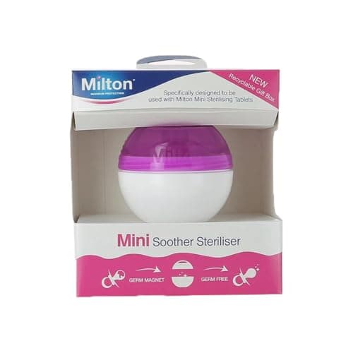 Image of MiltonBaby Mini Soother Steriliser Purple Pack of 1 Soother Dummy Pacifier Teether Hygiene Antiseptic Travel Unit with Welari Thank You Card | (1pack) (1unit)
