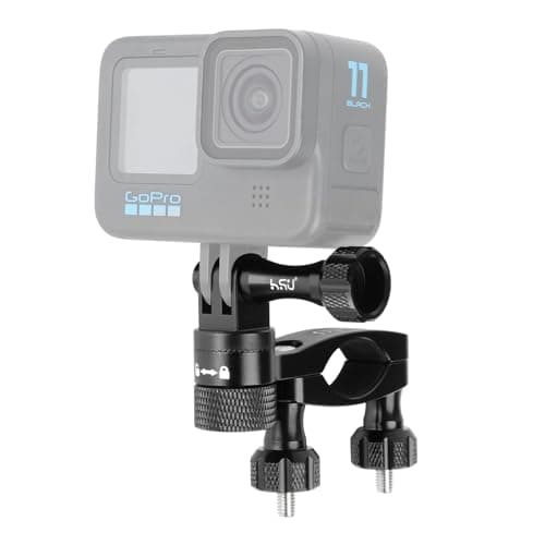 Image of HSU Handlebar Mount for GoPro, 360° Rotating Action Camera Clamp Mounts for Motorcycle and Bike Accessories (Black)